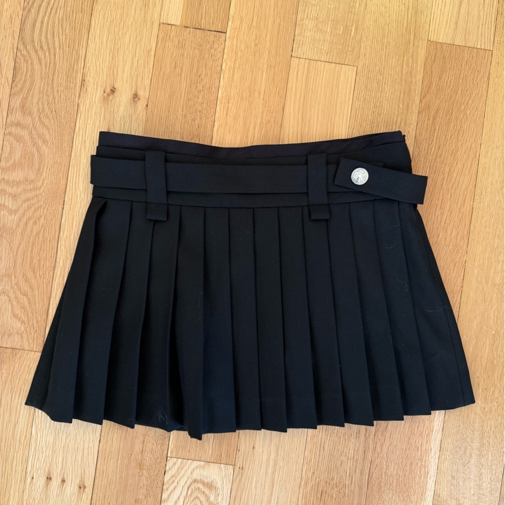Maje Black Pleated Mini Skirt